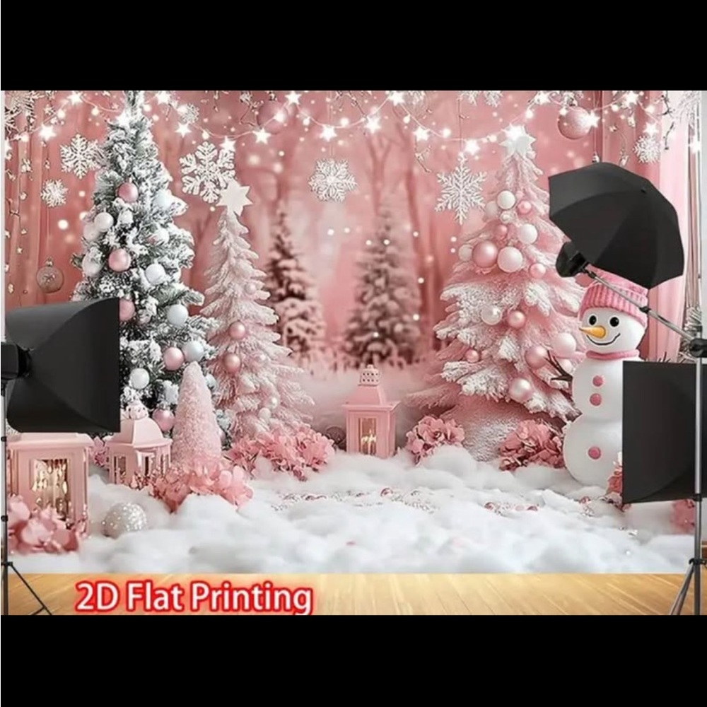 Winter wonderland backdrop and fake snow